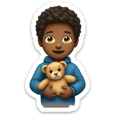 small child boy holding a Teddy bear  sticker