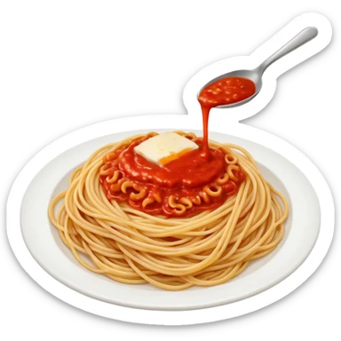 spaghetti all'assasina, sauce mixed into the spaghetti sticker