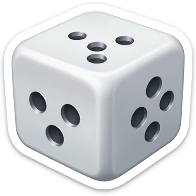 create an image of a die with no numbers, just plain white sides sticker