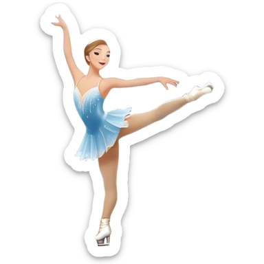 An icon featuring a grand arena Madison Square Garden, filled with spectators with graceful figure skater performing a flawless routine on an ice rink. Snowflakes and spotlights add to the elegance and beauty of the performance. Transparent background. sticker