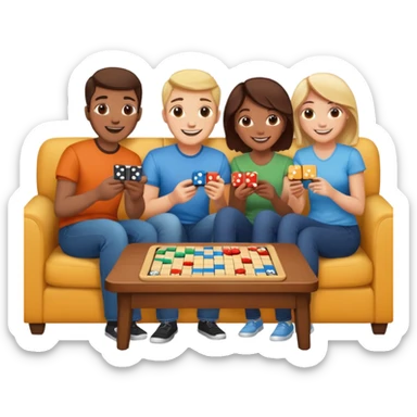 group of friends on couch playing a game sticker