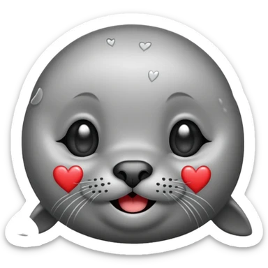 a seal with hearts in his eyes sticker