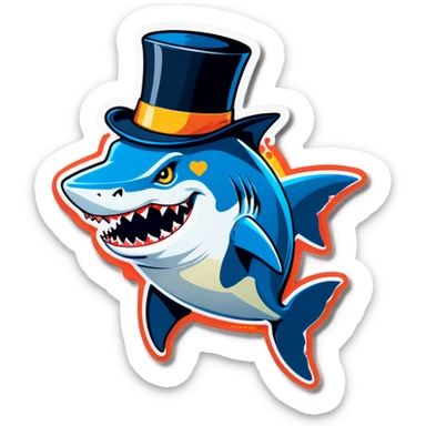 Shark with a top hat sticker