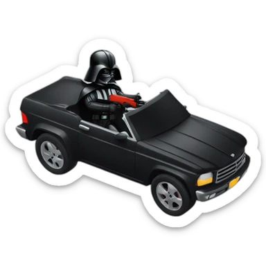 Dark vader driving a car with gun sticker