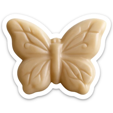 Make the realistic butterfly-shaped candy beige in color, keep it isolated on a transparent background with no visible background. sticker
