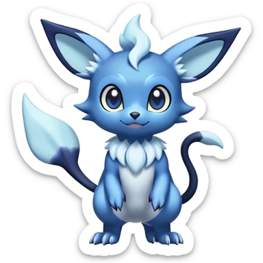 Shiny snowy pastel Noibat-Meowstic-Umbreon-Fakémon-hybrid-creature (full body)  sticker