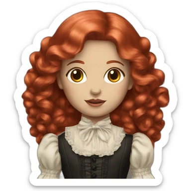victorian doll red hair sticker