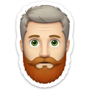 Greenish grey eyed adult man with greyish messy short hair and a very long beard. Pale skin. sticker