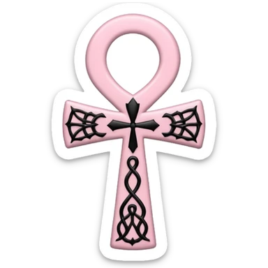 Light pink gothic ankh with black spiderwebs  sticker