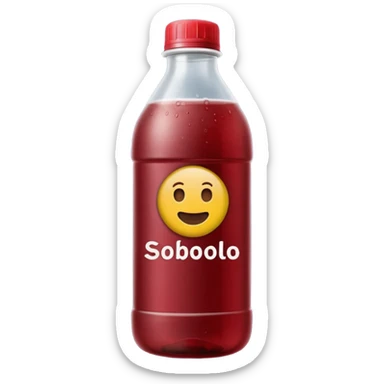 sobolo emoji (ghanain drink)  in a plastic bottle and make the juice dark red no face write sobolo on it sticker