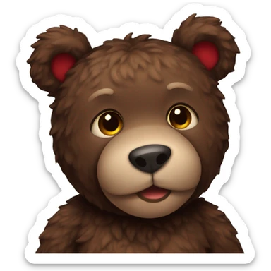 dark brown and red teddy bear  sticker