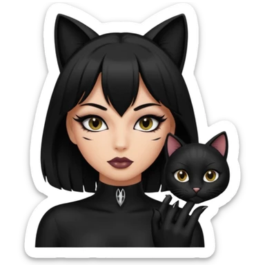 a baddie with lashes and nails and a cat outfit sticker
