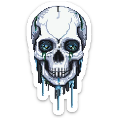 crying skull, tears flowing from eye sockets sticker