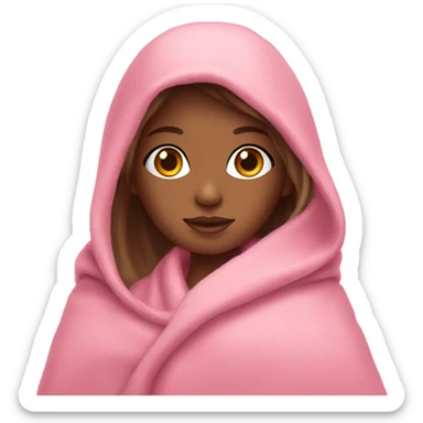 An American girl in a cozy pink blanket  sticker