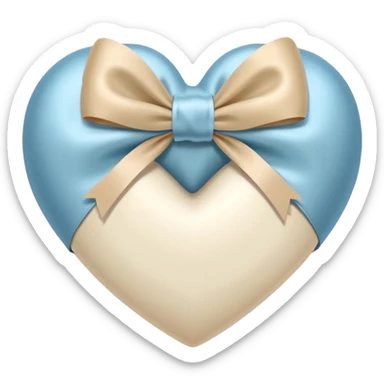 white heart with beige bow sticker