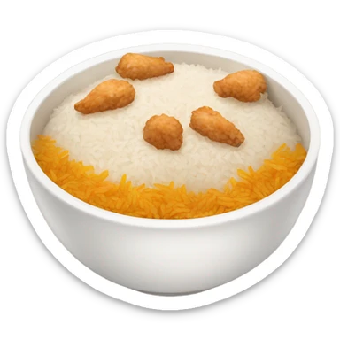 bowl of rice and chicken sticker