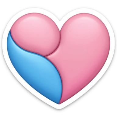 Pink or blue heart mixe one heart half pink half blue doi connect ho heart sticker
