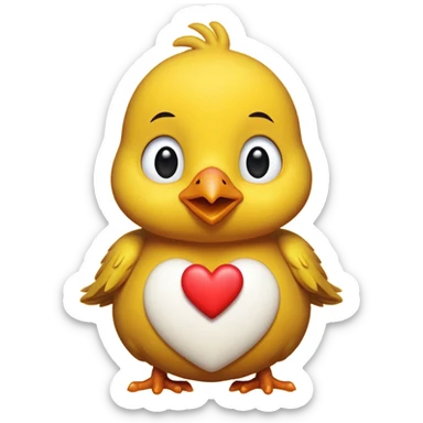 Un poussin mignon avec un coeur sticker