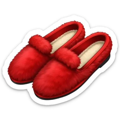 red slippers with red fur sticker