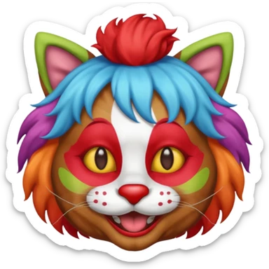 brown cat clown sticker