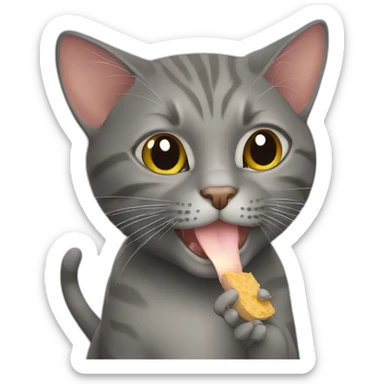 cat eating mouse sticker