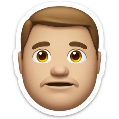 fat guy with brown hair and eyes wide apart sticker