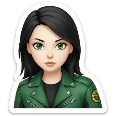 Biker Girl
Black Long Hair
Green Eyes sticker