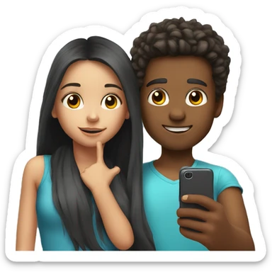 Younger Brother and sister doing selfie sticker