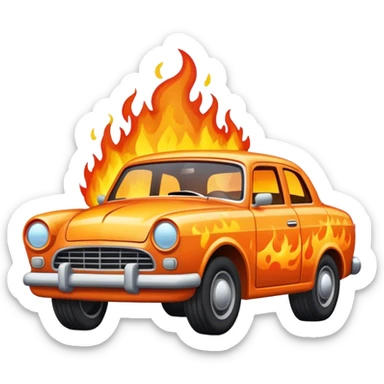 Voiture qui prend feu sticker