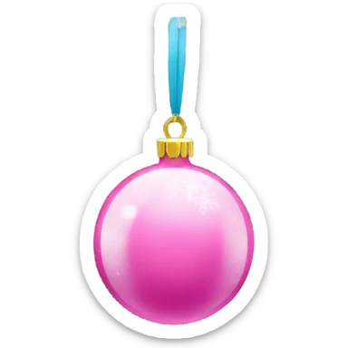 pink baubles on a Christmas tree with a sprinkle of snow on sticker