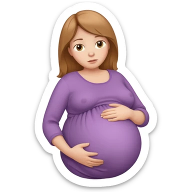 very heavily pregnant overdue woman with unnaturally very large belly sticker