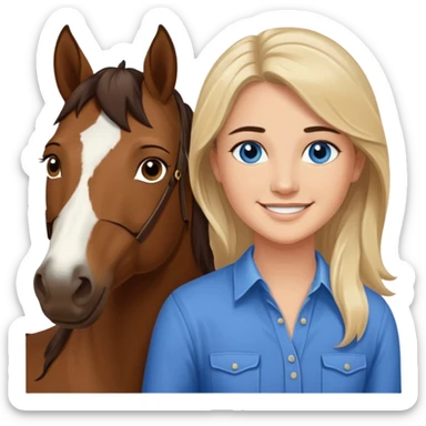Remove rabbit ears from smiling blue eyed trevor donovan with brown eyed  danica mckellan and one horse sticker