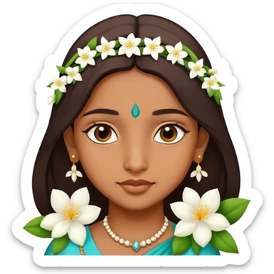 Indian girl wearing Jasmine flower  sticker