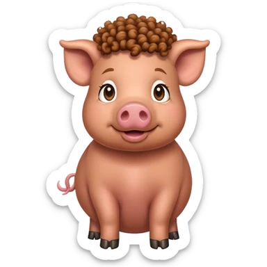 Pig with curly hair sticker