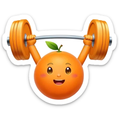 Weightlifting orange fruit  sticker