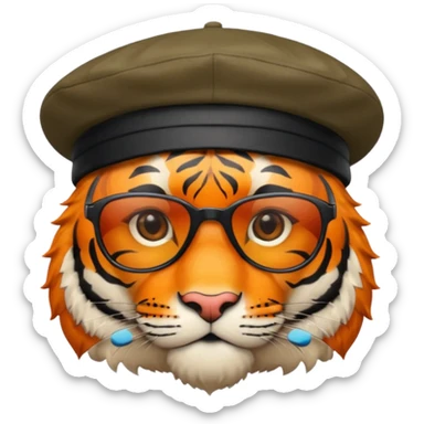tiger in sunglasses with berets sticker