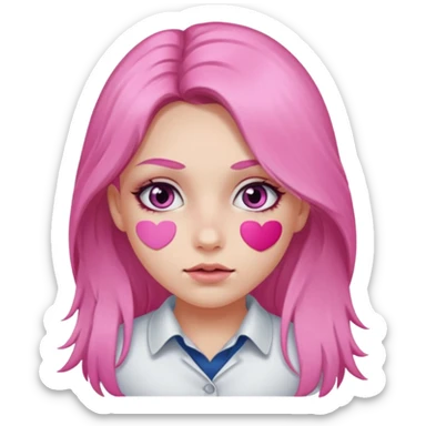Girl with pink under eye patches sticker