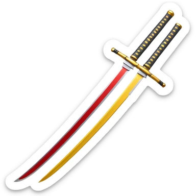 grey shiny blade with red and yellow handle katana sticker