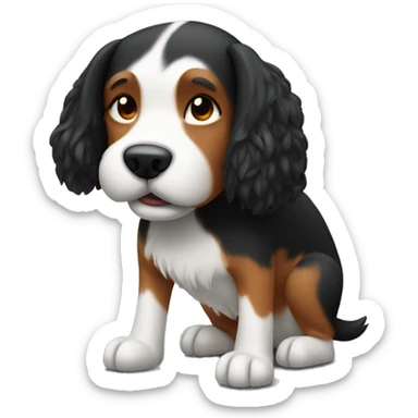 Dog with red hair on his head and legs and black hair on his torso sticker