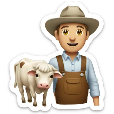 Agriculteur avec sa vache sticker