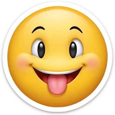 smiley face with wide, off-center eyes, tongue-out, goofy and playful, clumsy vibe sticker