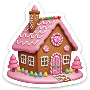 Gingerbread house pink sticker