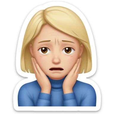 Crying face with hands on neck sticker