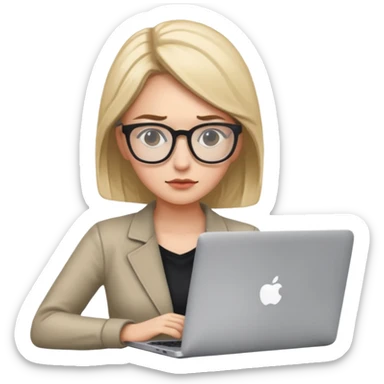 create emoji of her coding and looking at her macbook sticker