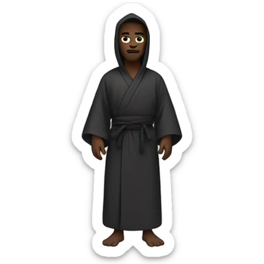 a black man with a ninja mask wearing a robe, full body sticker