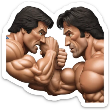 sylvester stallone arm-wrestling arnold schwarzenegger sticker