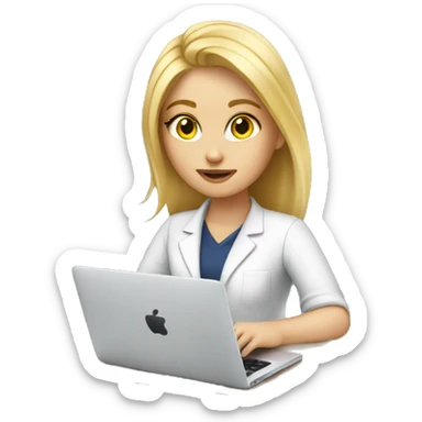 Blond white girl working on MacBook  sticker