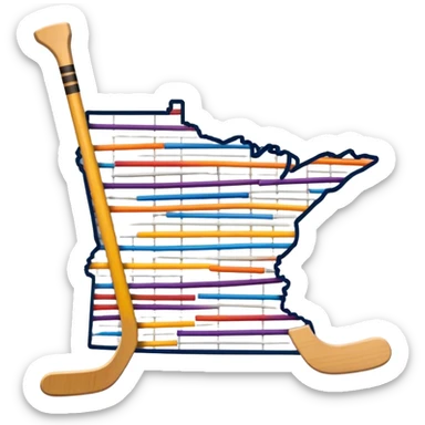 Minnesota state outline with hockey sticks sticker