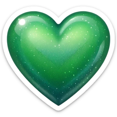 Edit the glittery blue color heart with a subtle gradient and no border to a glittery green color heart with a subtle gradient and no border. Keep the background transparent. Maintain the glittery texture and subtle gradient effect in green sticker