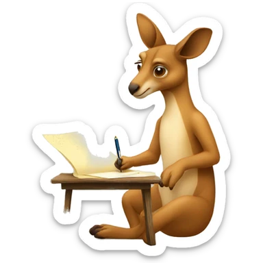 kangaroo writing an essay on paper sticker